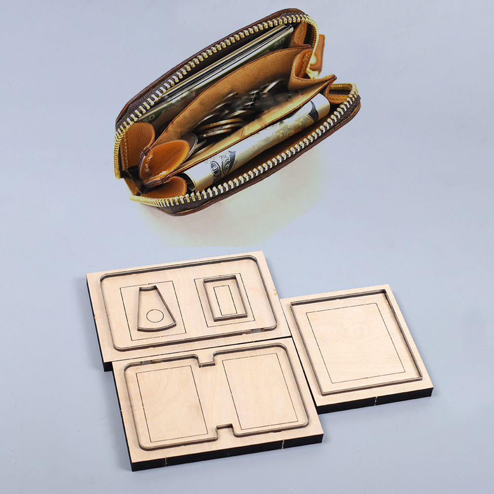 Leatherwork Accessories - 120x85x20mm Leather Craft zipper wallet cutting