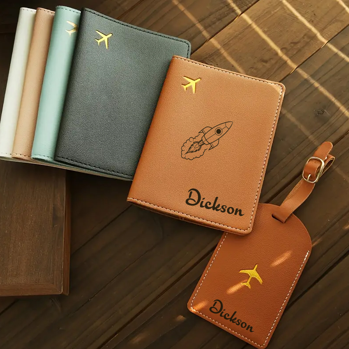 Leather Stamp Set - Custom Hot Stamping Gold Monogram Passport