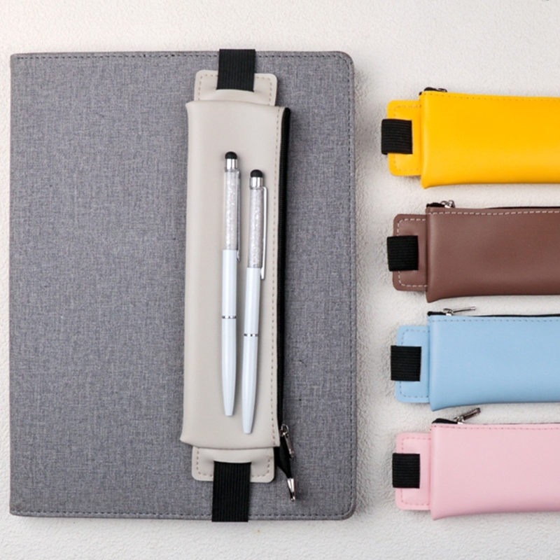 Leather Work Notepad - Pen Holder Leather Pen Sleeve Pouches