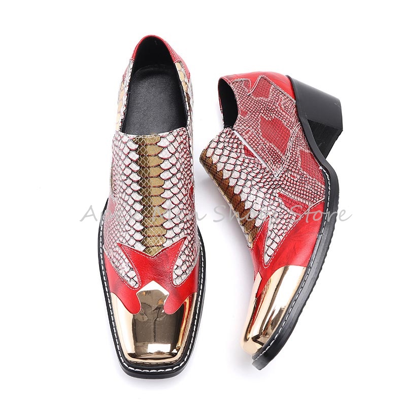Leatherwork Patterns Free - Red Snake Pattern Metal Square Toe