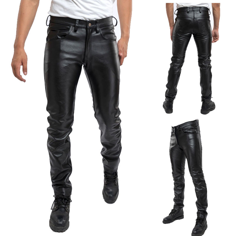 2023Men Leather Pants Slim PU  - Leather Work Pants 리뷰 및 가격
