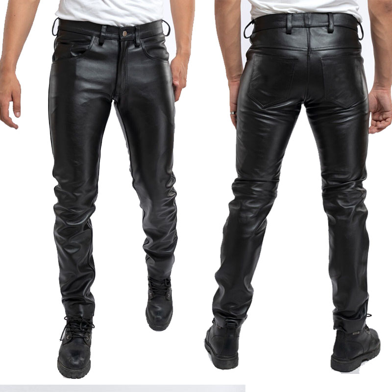 2023Men Leather Pants Slim PU  - Leather Work Pants 리뷰 및 가격