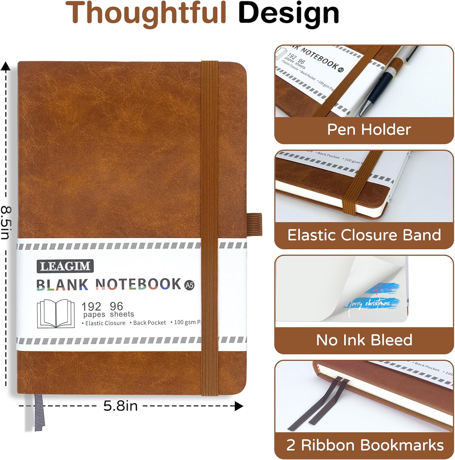 A5 Blank Journal Notebook, 192 - Leatherwork Images 리뷰 및 가격