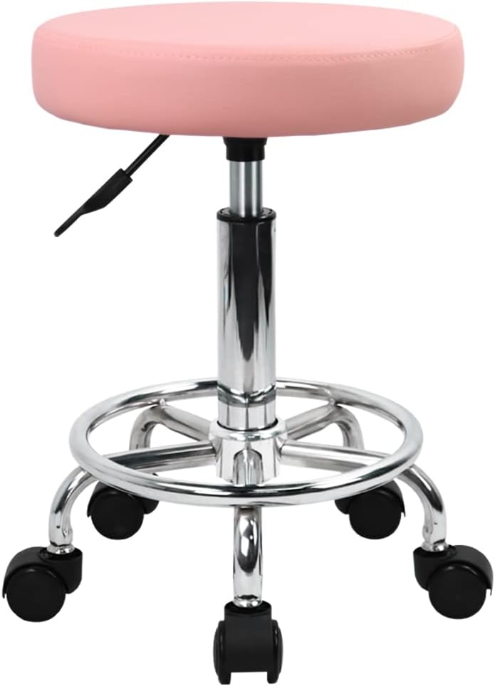 Pink PU Leather Rolling Stool  - Leatherwork Images 리뷰 및 가격