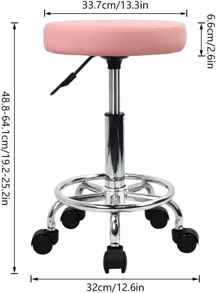 Pink PU Leather Rolling Stool  - Leatherwork Images 리뷰 및 가격