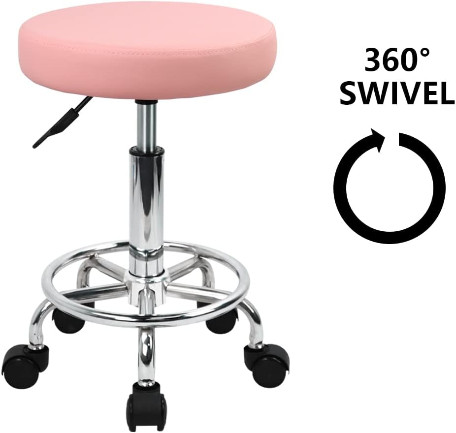 Pink PU Leather Rolling Stool  - Leatherwork Images 리뷰 및 가격