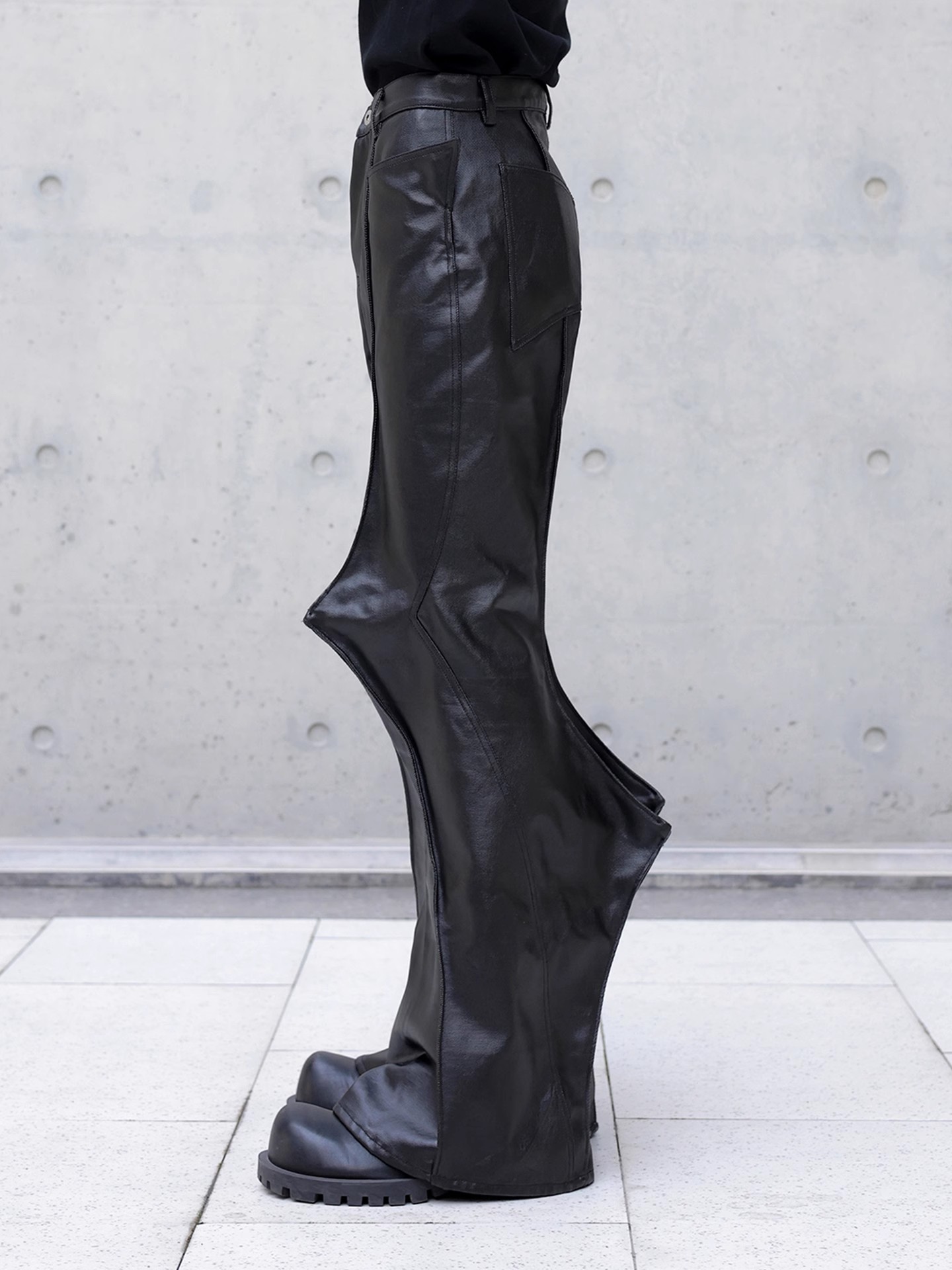 Mauroicardi Autumn Long Black  - Leather Work Pants 리뷰 및 가격