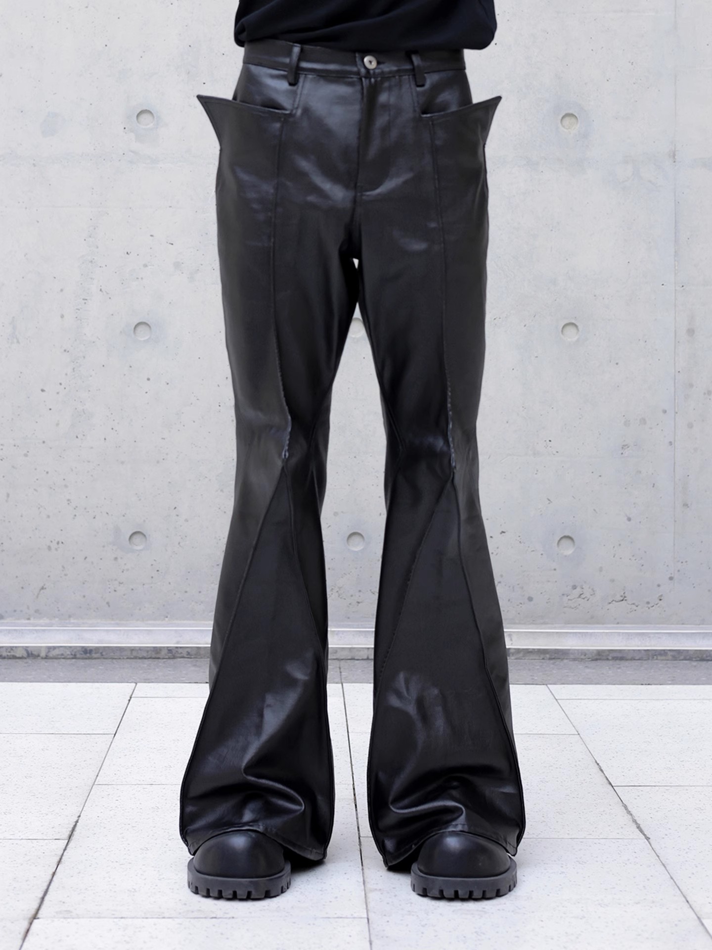 Mauroicardi Autumn Long Black  - Leather Work Pants 리뷰 및 가격