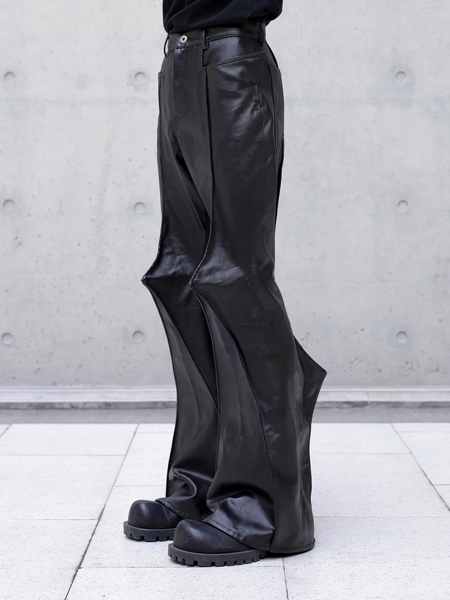 Mauroicardi Autumn Long Black  - Leather Work Pants 리뷰 및 가격