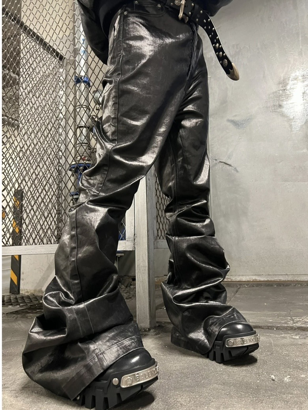 High Street Wide Leg Glossy Pu - Leather Work Pants 리뷰 및 가격