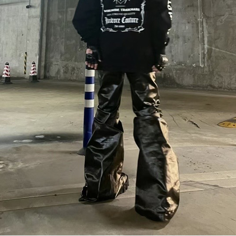 High Street Wide Leg Glossy Pu - Leather Work Pants 리뷰 및 가격
