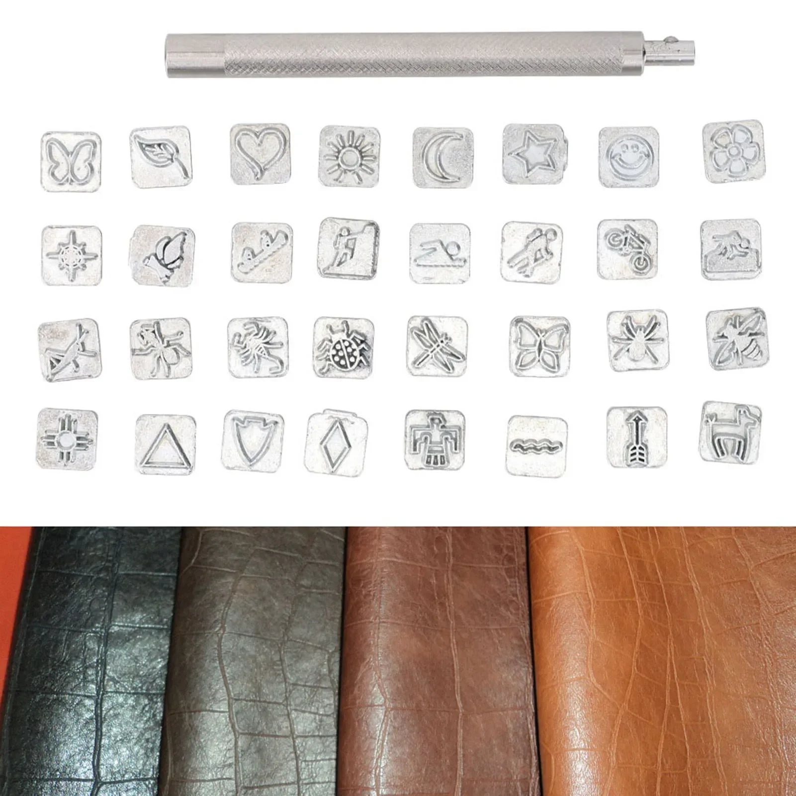 32PCS Cartoon Animal Plant Lea - Leather Stamp Set 리뷰 및 가격