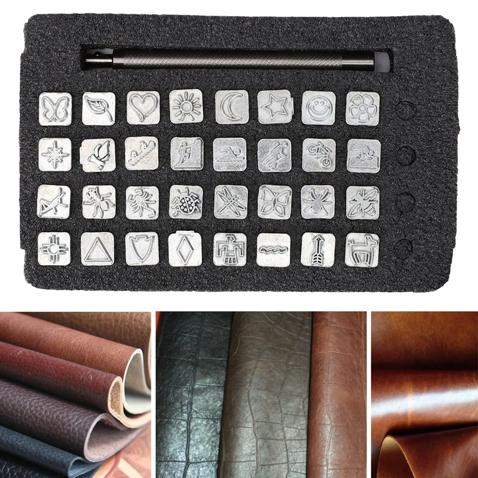 32PCS Cartoon Animal Plant Lea - Leather Stamp Set 리뷰 및 가격