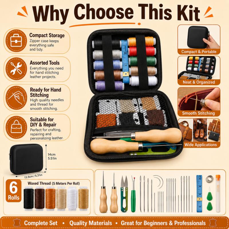 Leather Sewing Kit with Waxed  - Leatherwork Hand Sewing Needles 리뷰 및 가격