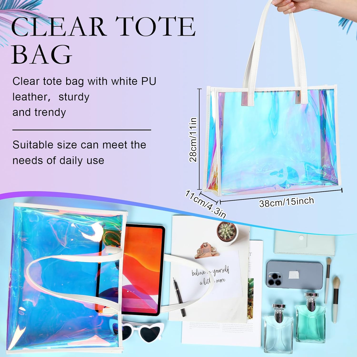 Holographic Clear Tote Bag wit - Leatherwork Images 리뷰 및 가격