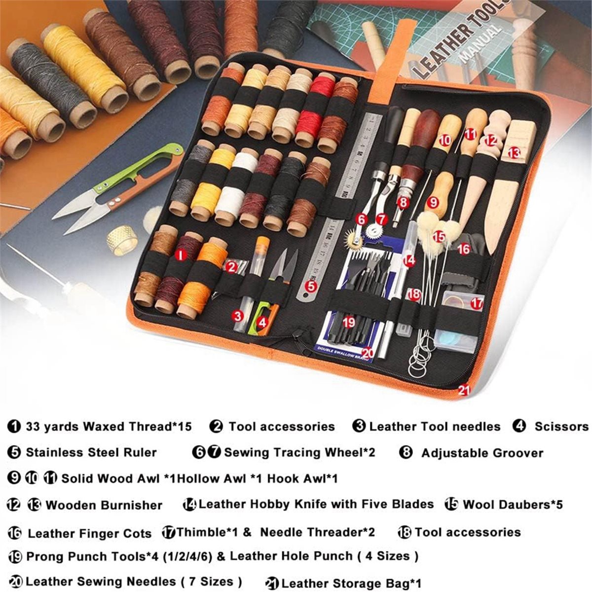 2026 NEW 66Pcs Leather Working - Beginner Leatherwork Kit 리뷰 및 가격