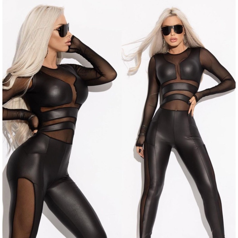 Hot Girl Black Pu Jumpsuits fo - Leather Work Pants 리뷰 및 가격