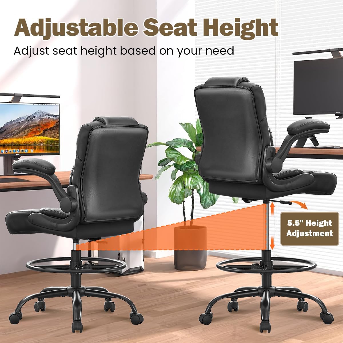 Ergonomic Drafting Chair, Tall - Leatherwork Images 리뷰 및 가격