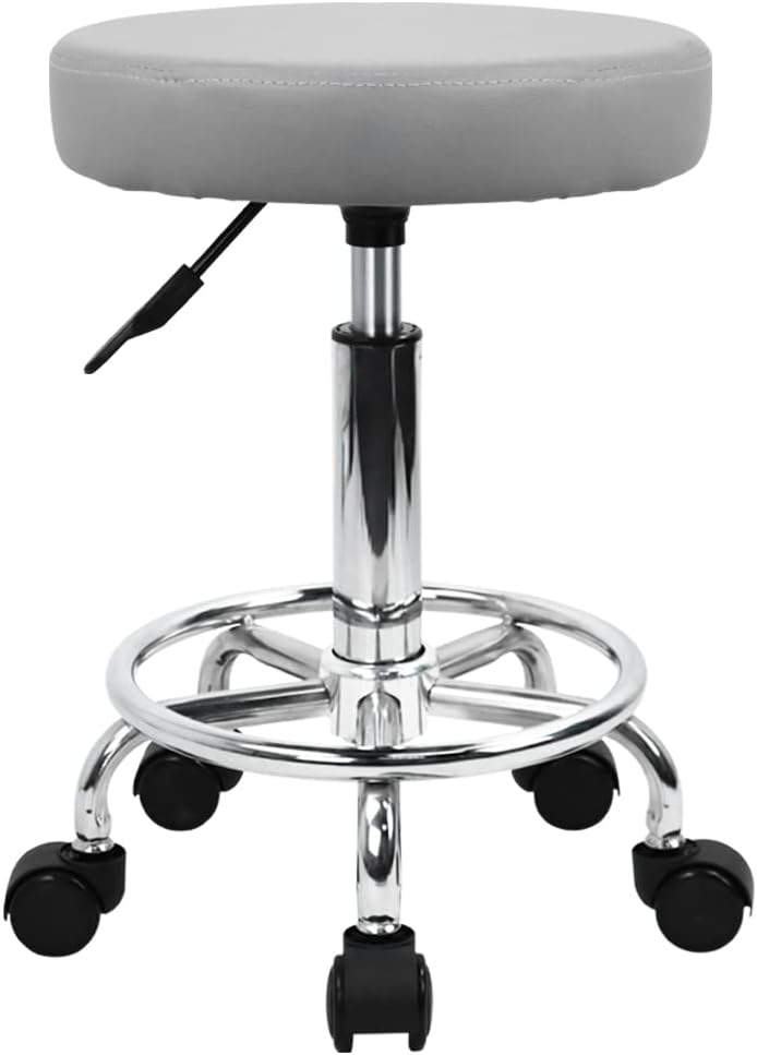PU Leather Round Rolling Stool - Leatherwork Images 리뷰 및 가격