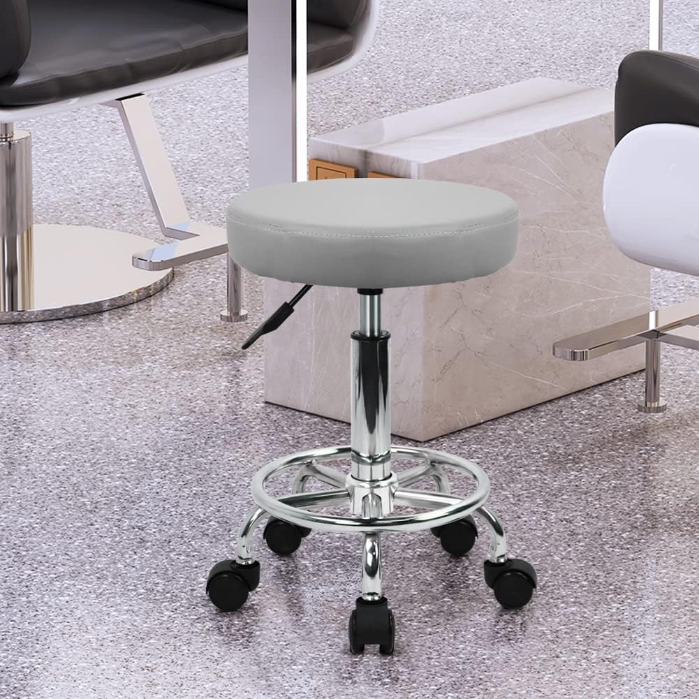 PU Leather Round Rolling Stool - Leatherwork Images 리뷰 및 가격