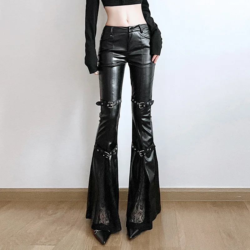 Women's PU Leather Flare Pants - Leather Work Pants 리뷰 및 가격