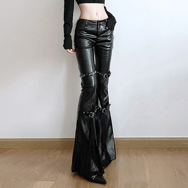 Women's PU Leather Flare Pants - Leather Work Pants 리뷰 및 가격