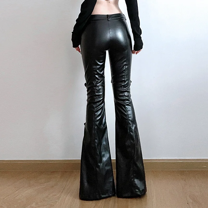 Women's PU Leather Flare Pants - Leather Work Pants 리뷰 및 가격